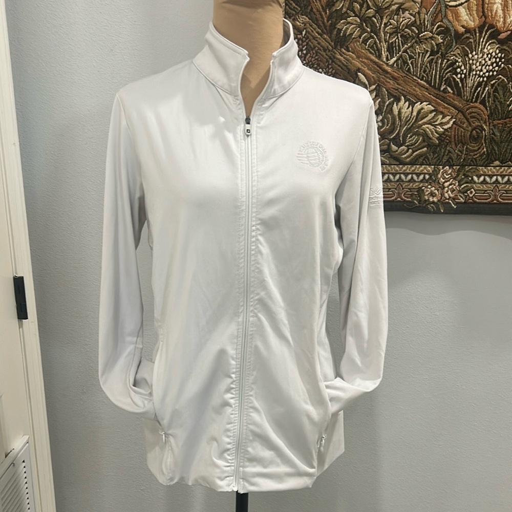 Foot Joy Women's White Zip-Up World Golf Championship Embroidered. Size M